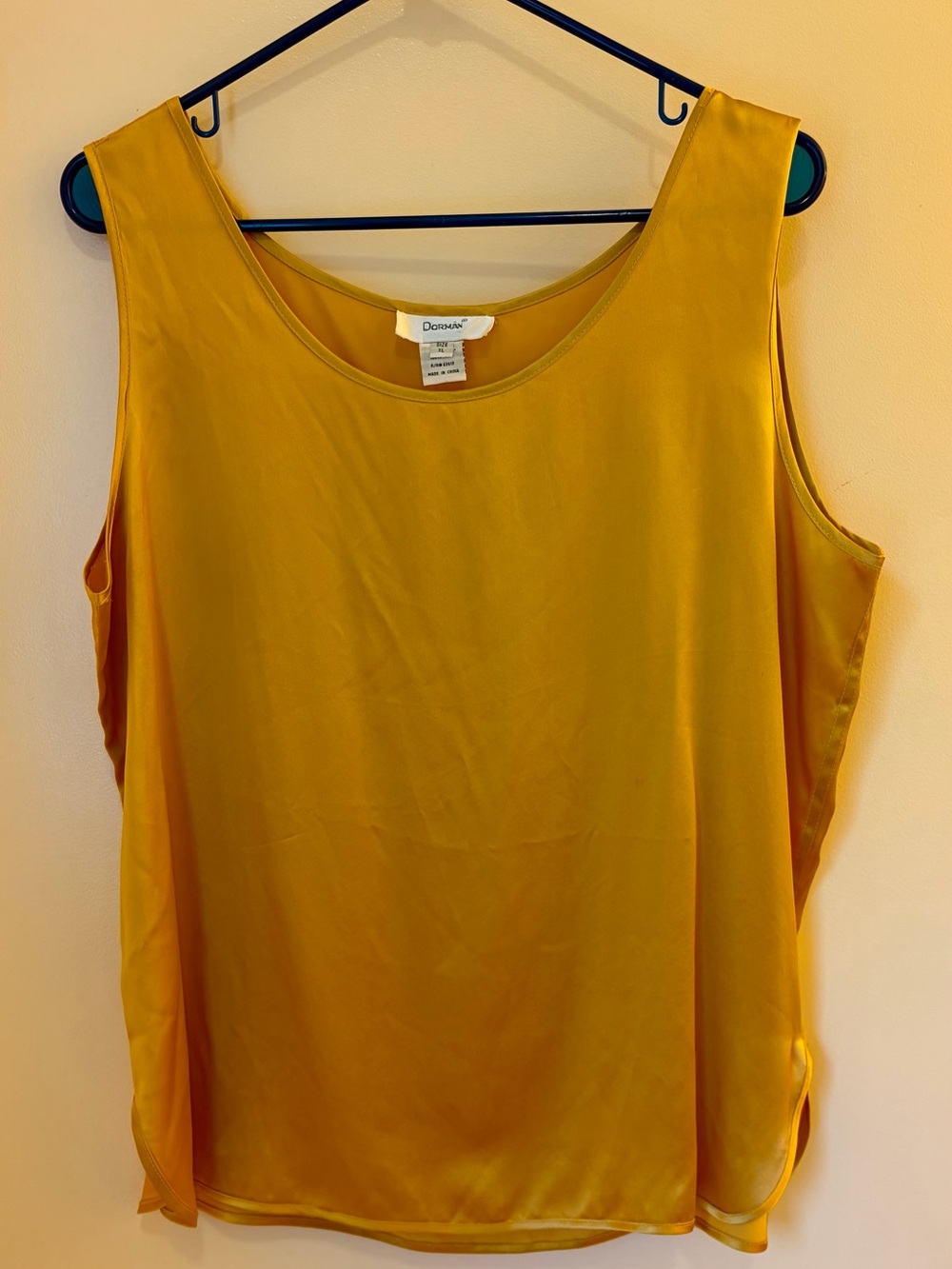 Dorman Sleeveless Satin Tank Top in golden color 100% silk